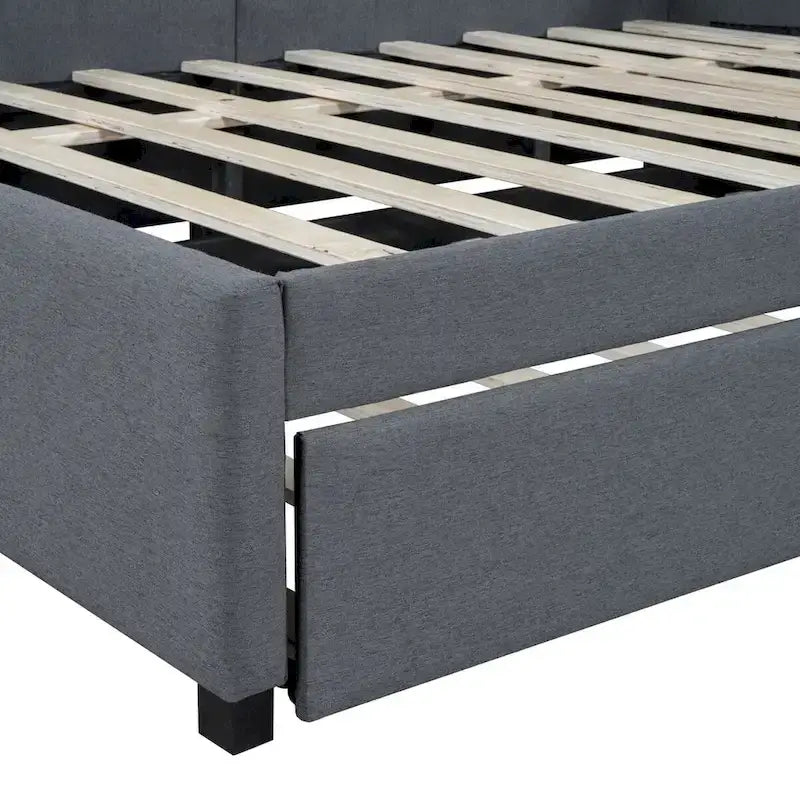 Lit de repos rembourré pleine grandeur — Aucun sommier tapissier requis — Tissu en lin