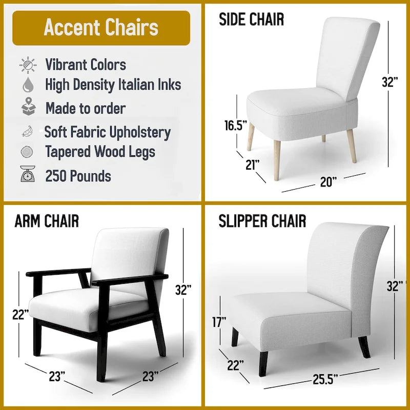 Lignes audacieuses en violet, vert et or : Chaise longue et fauteuil modernes rembourrés