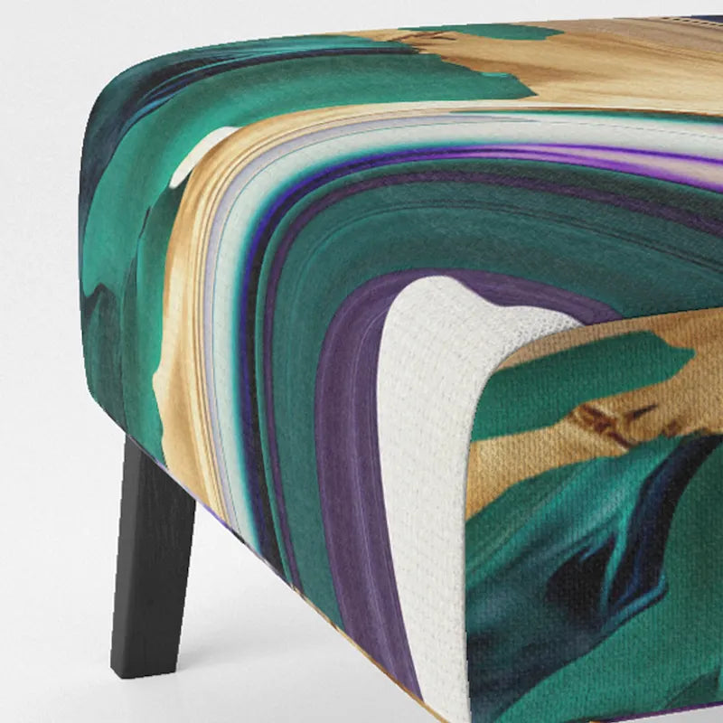 Lignes audacieuses en violet, vert et or : Chaise longue et fauteuil modernes rembourrés