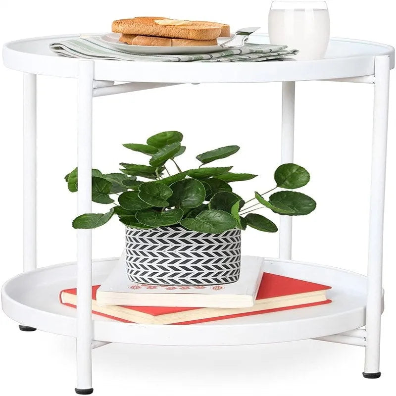 Table d'appoint de canapé en métal à double niveau