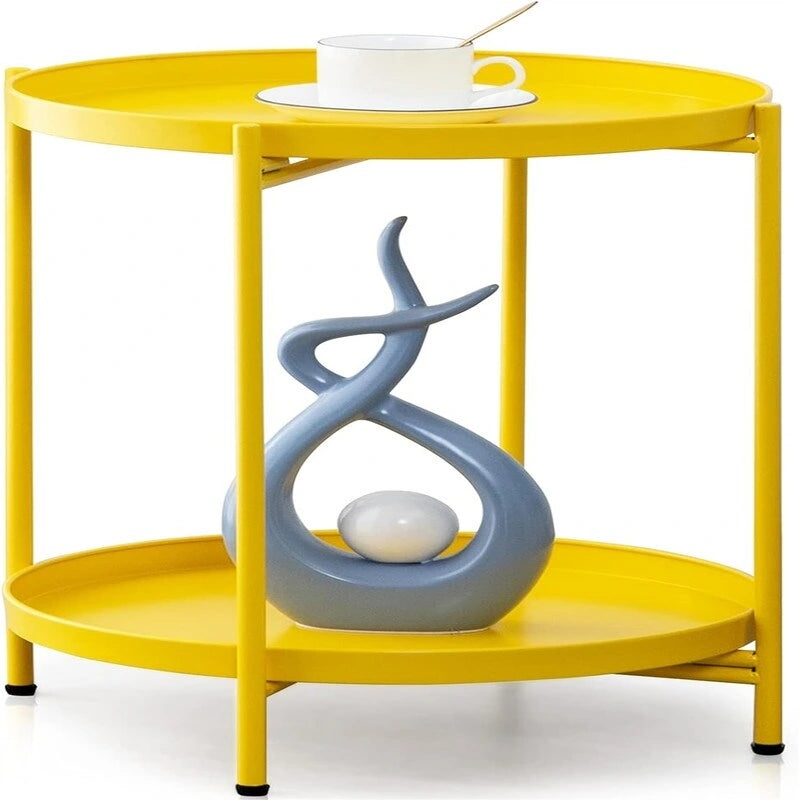 Table d'appoint de canapé en métal à double niveau