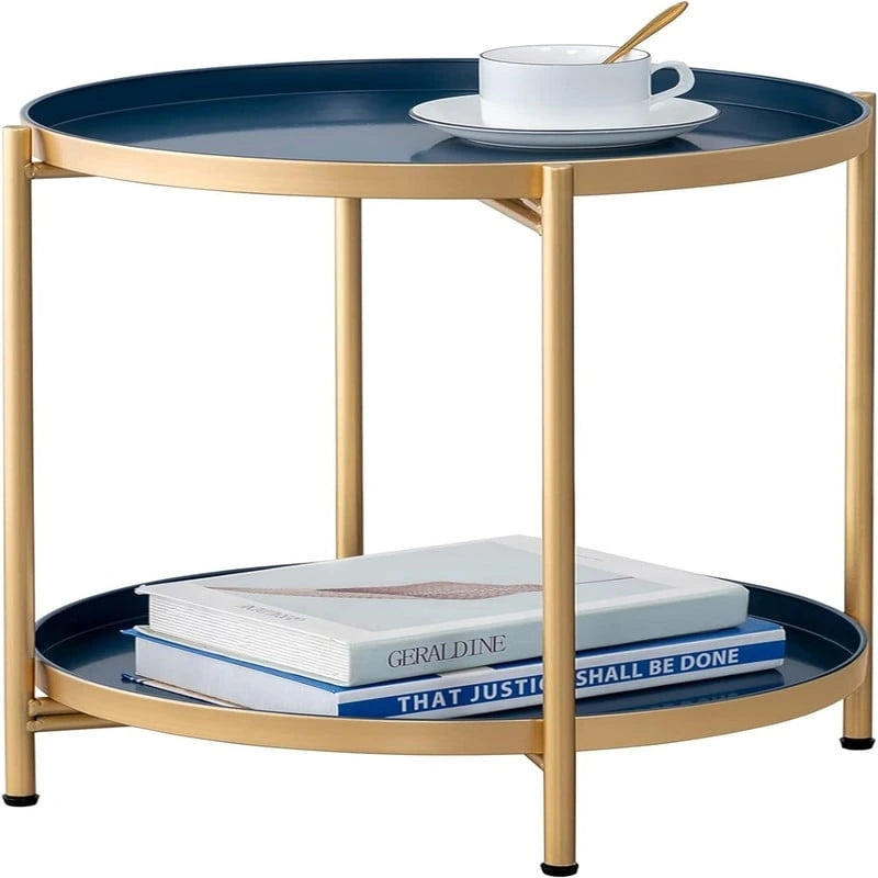Table d'appoint de canapé en métal à double niveau