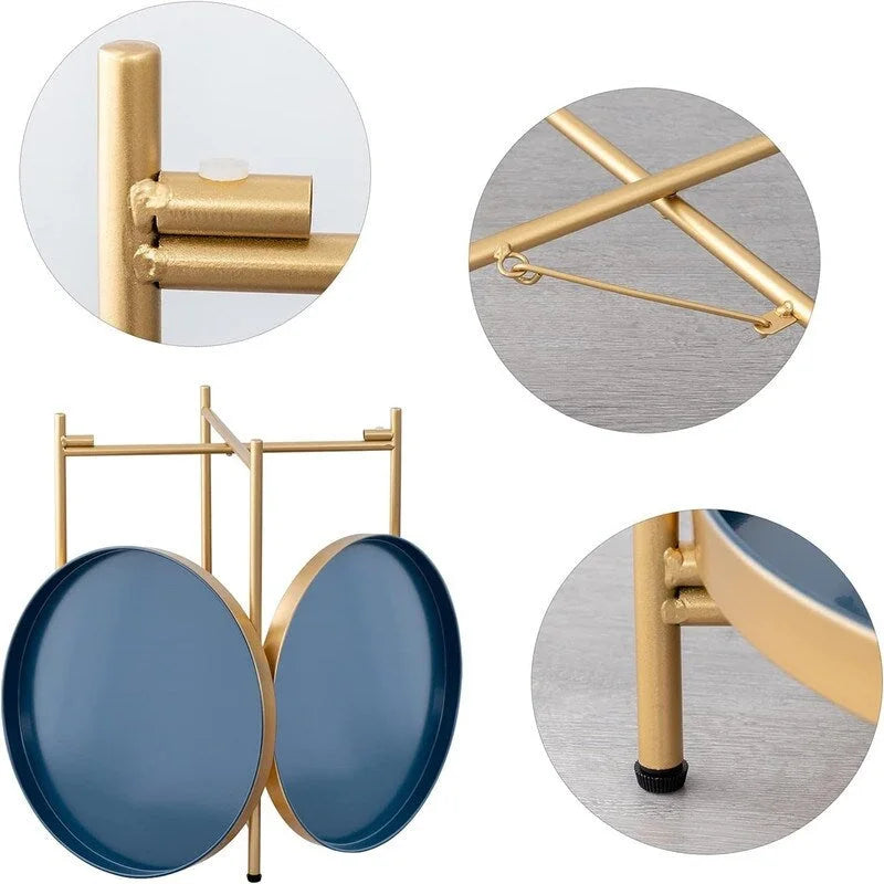 Table d'appoint de canapé en métal à double niveau