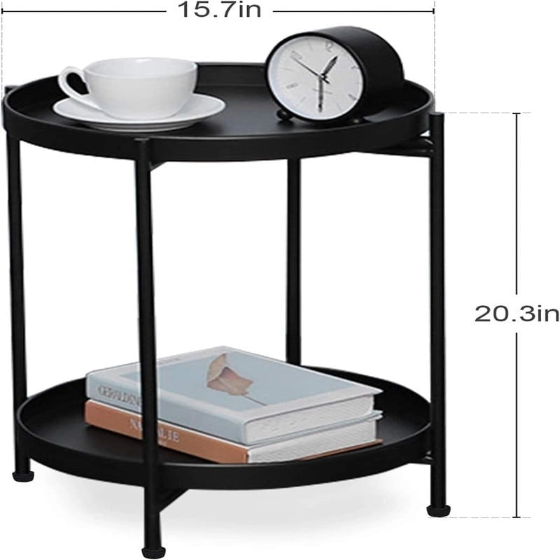 Table d'appoint de canapé en métal à double niveau