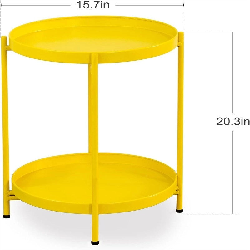 Table d'appoint de canapé en métal à double niveau