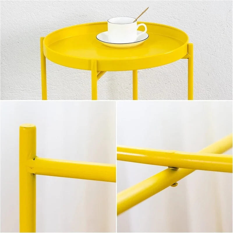 Table d'appoint de canapé en métal à double niveau