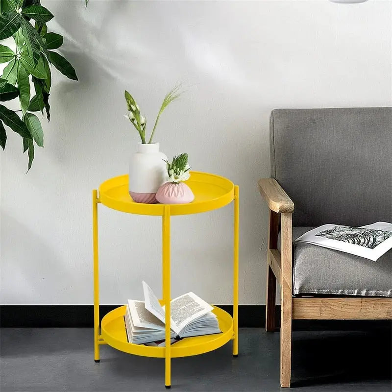 Table d'appoint de canapé en métal à double niveau