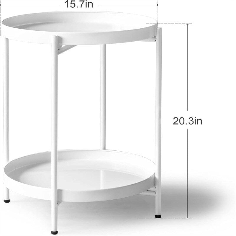 Table d'appoint de canapé en métal à double niveau