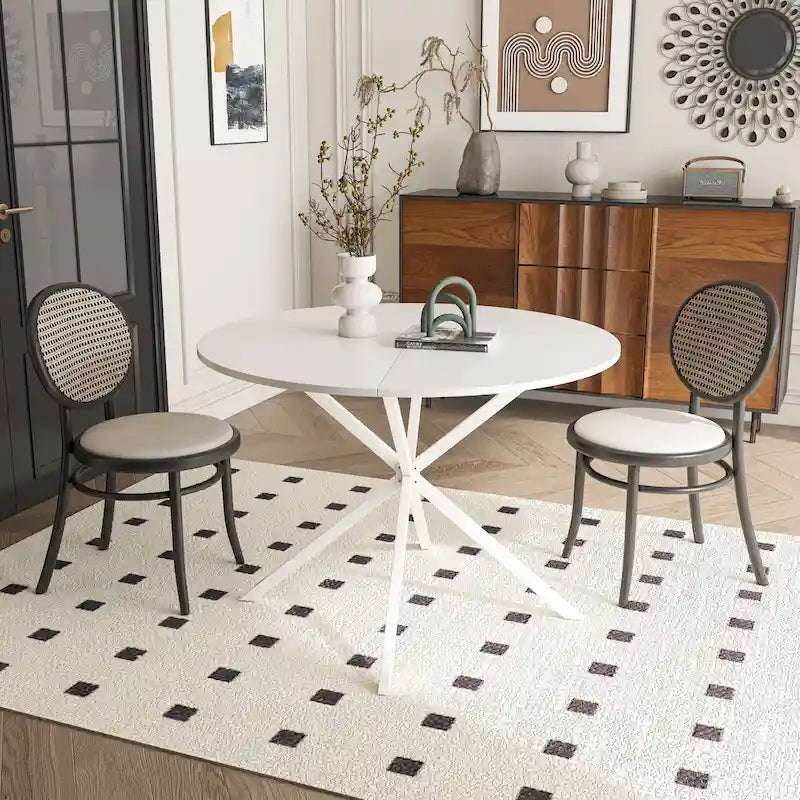 Table à manger ronde moderne avec pieds croisés