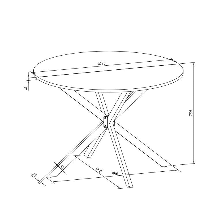 Table à manger ronde moderne avec pieds croisés
