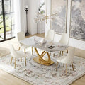 Table à manger de 180 cm avec plateau en pierre frittée blanc antique