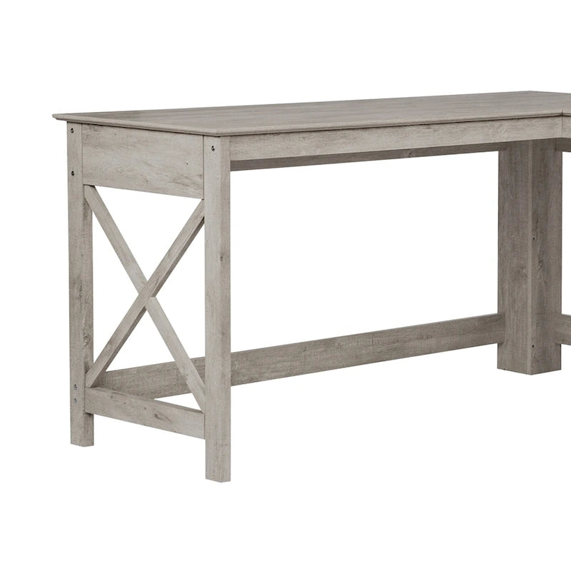 Bureau d'angle gris délavé (avec 1 tiroir et 1 étagère ouverte)