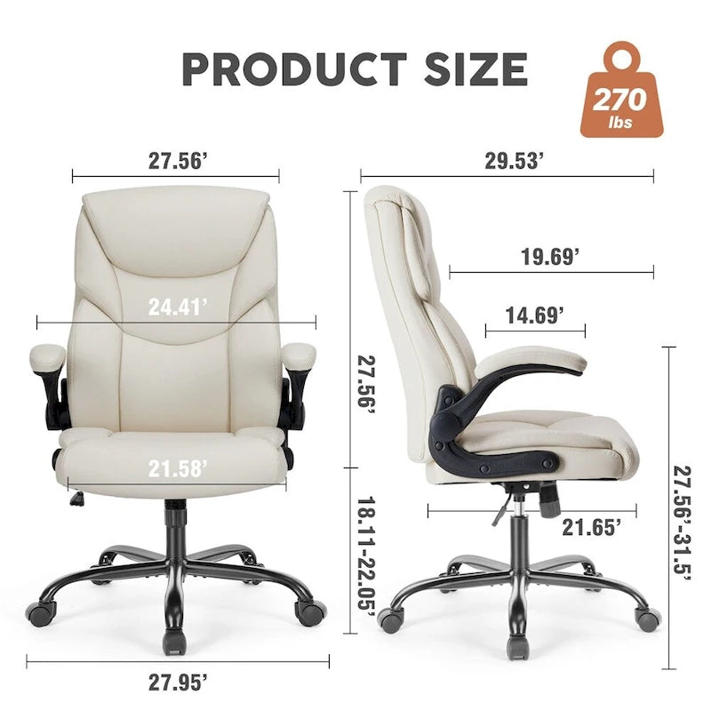 Chaise de bureau ergonomique réglable avec accoudoirs escamotables
