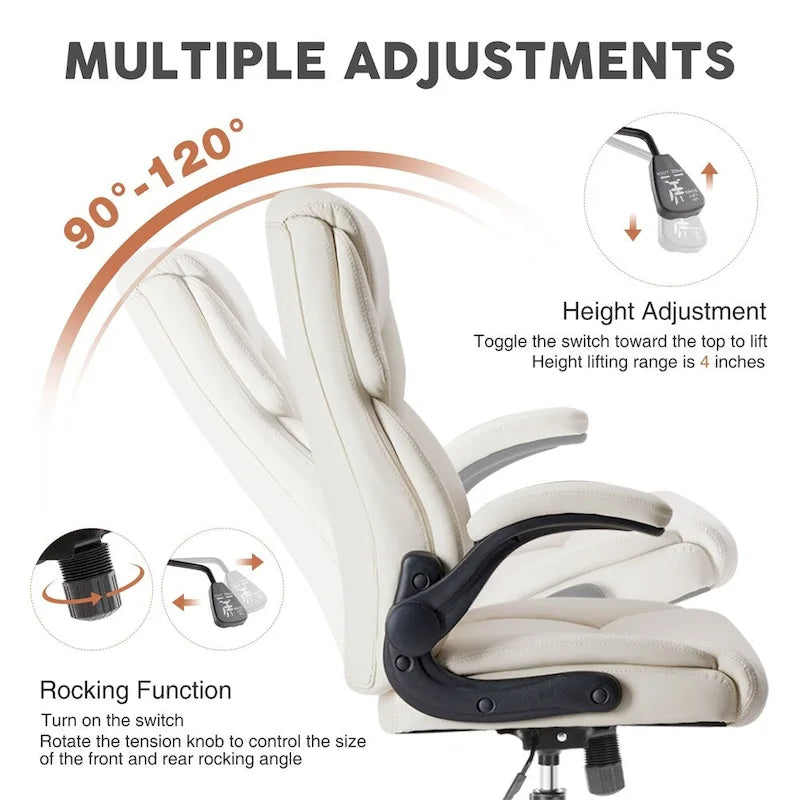 Chaise de bureau ergonomique réglable avec accoudoirs escamotables