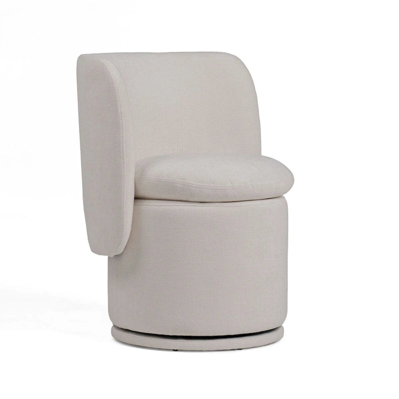 Chaise de salle à manger pivotante de 66 cm, tissu blanc cassé, design à dossier haut
