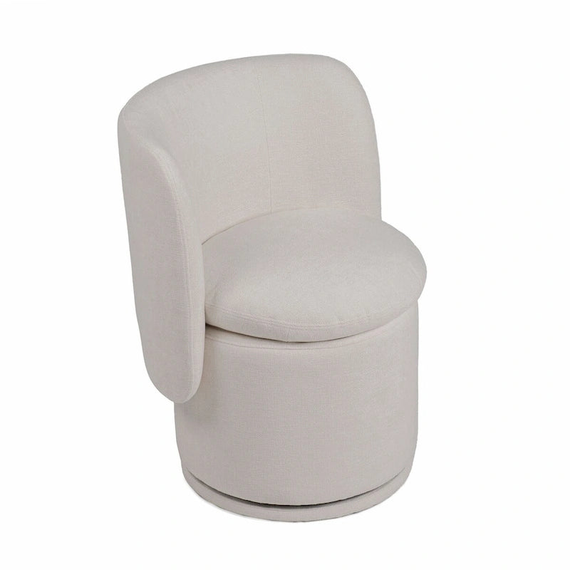 Chaise de salle à manger pivotante de 66 cm, tissu blanc cassé, design à dossier haut
