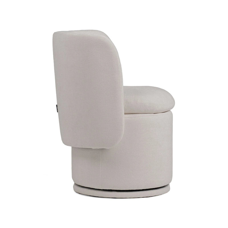 Chaise de salle à manger pivotante de 66 cm, tissu blanc cassé, design à dossier haut